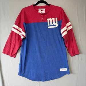 Mitchell & Ness Throwbacks NY Football Tee Size XL Red Blue Nostalgia Sporty